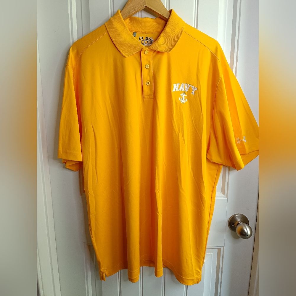 2XL Under Armour U.S. Navy Polo Heat Gear Naval Academy Military Casual Golf Dad - Picture 2 of 8